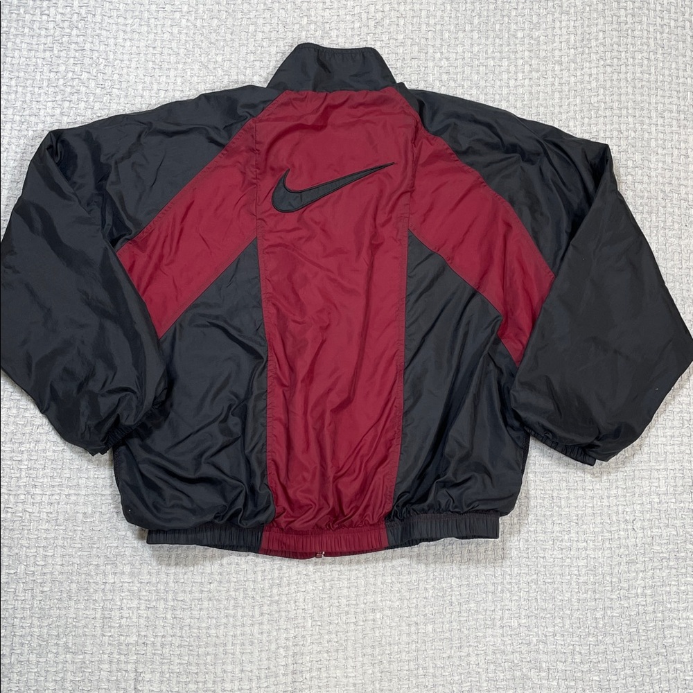 Vintage 90’s Nike Jacket Red Black Colorblock Windbreaker Swoosh Mens Sz Large - Picture 7 of 14